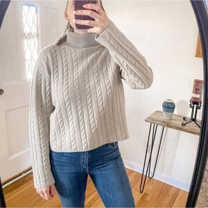 ATM Luxe Cable Knit Turtleneck Sweater